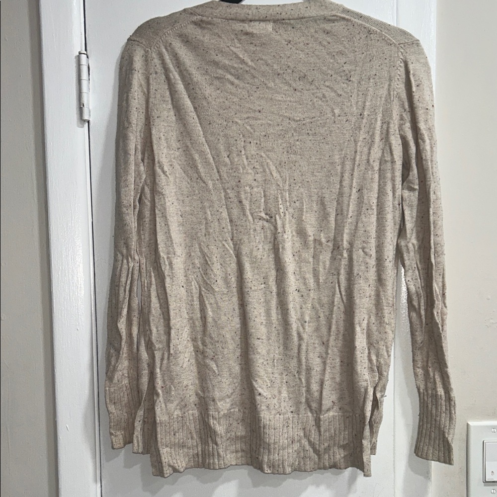 Cream Speckled Cardigan Cardigan Button Up Sweater Ribbed Sleeves and Bottom XS - Picture 7 of 8